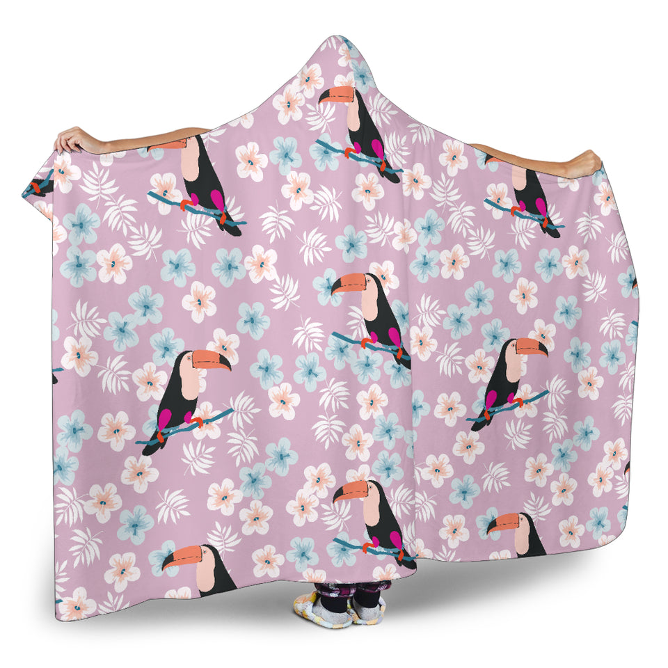Beautiful Toucan Flower Leaves Hooded Blanket