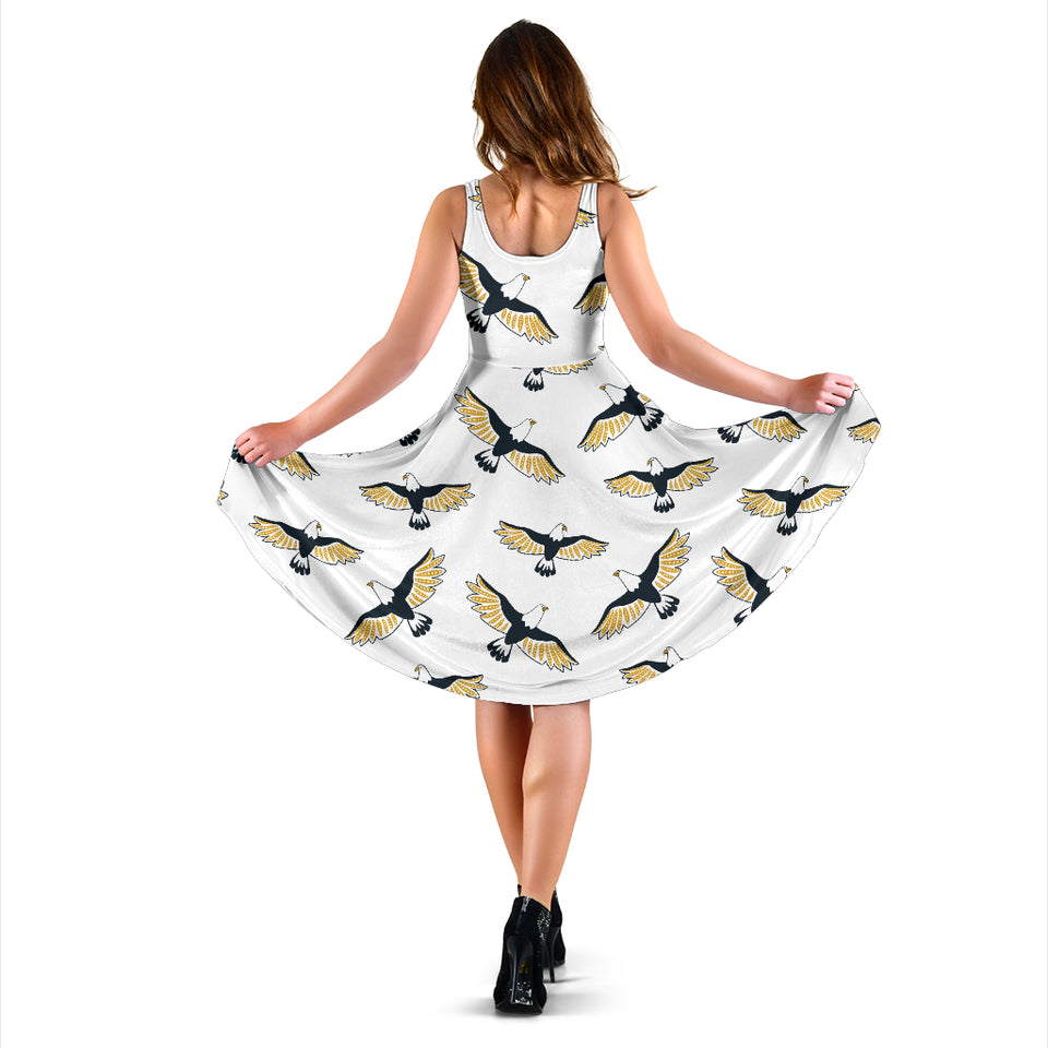 Eagle Pattern Print Design 03 Sleeveless Midi Dress