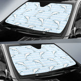 Dolphin Blue Striped Background Car Sun Shade