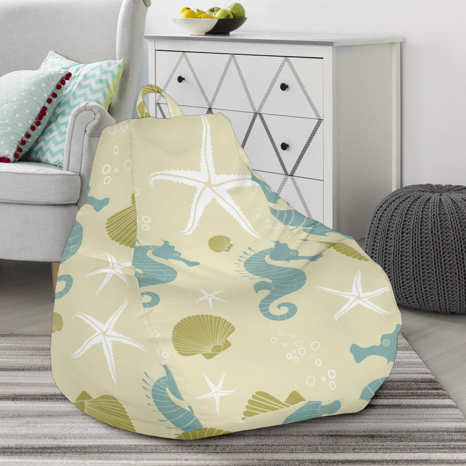 Seahorse Shell Starfish Pattern Background Bean Bag Cover
