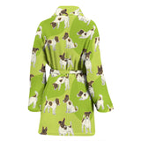 Jack Russel Pattern Print Design 01 Women's Bathrobe