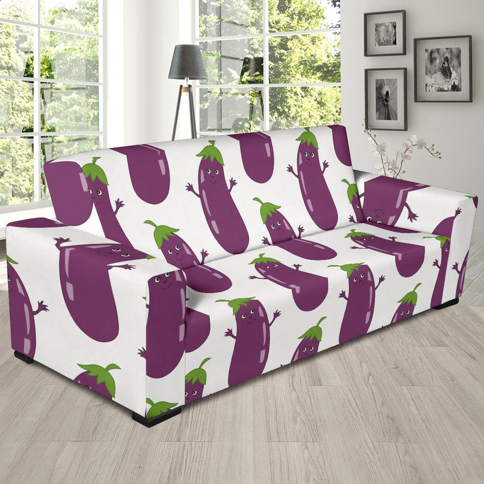 Eggplant Pattern Print Design 01 Sofa Slipcover