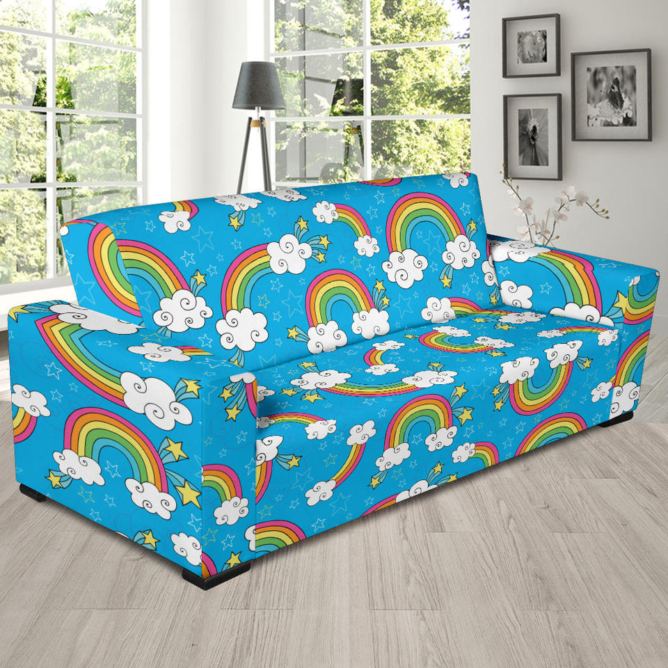 Rainbows Sky Clouds Pattern Sofa Slipcover