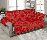 Gold dragons red background Sofa Cover Protector