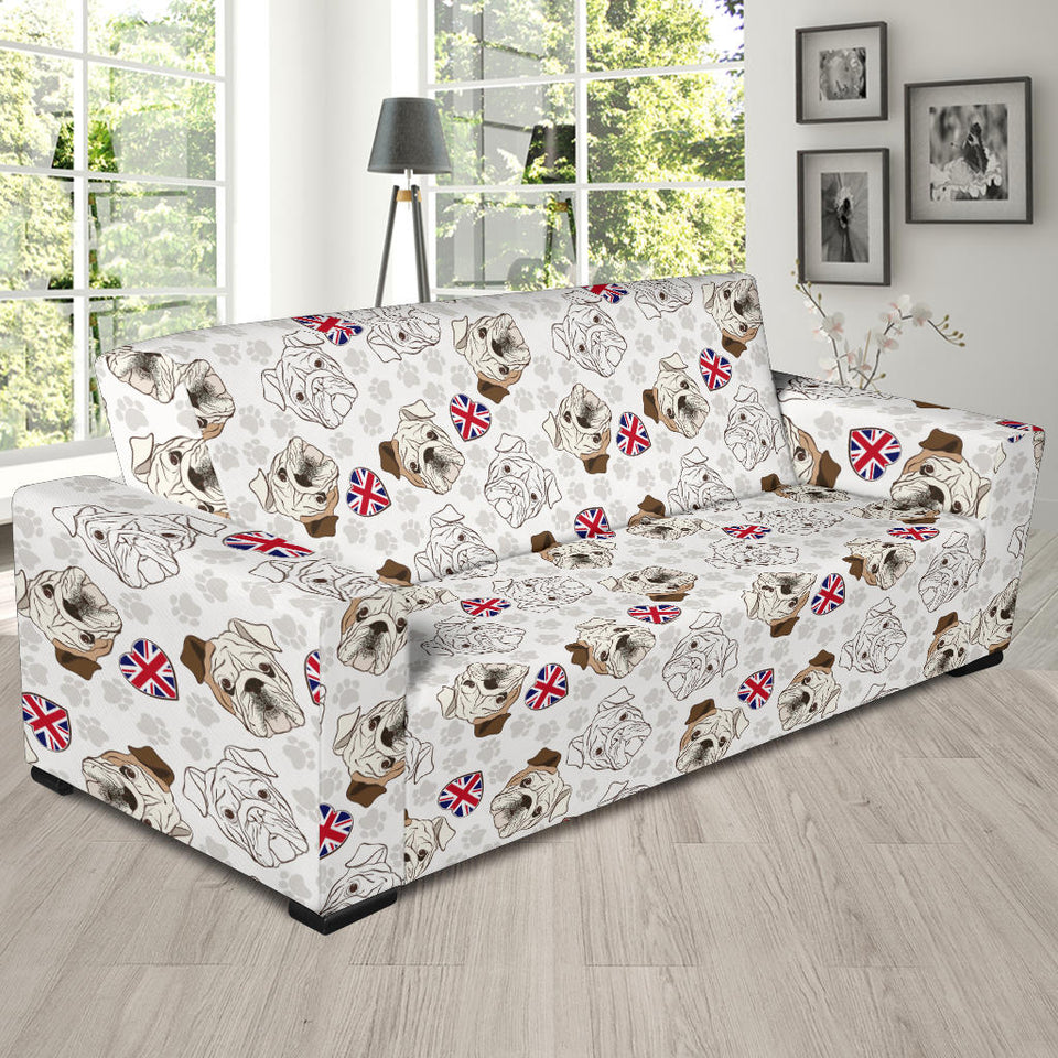 English Bulldog Pattern Print Design 01 Sofa Slipcover