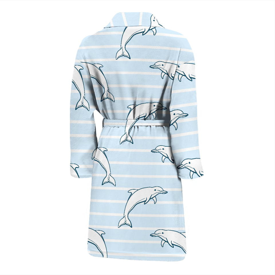 Dolphin Blue Striped Background Men'S Bathrobe