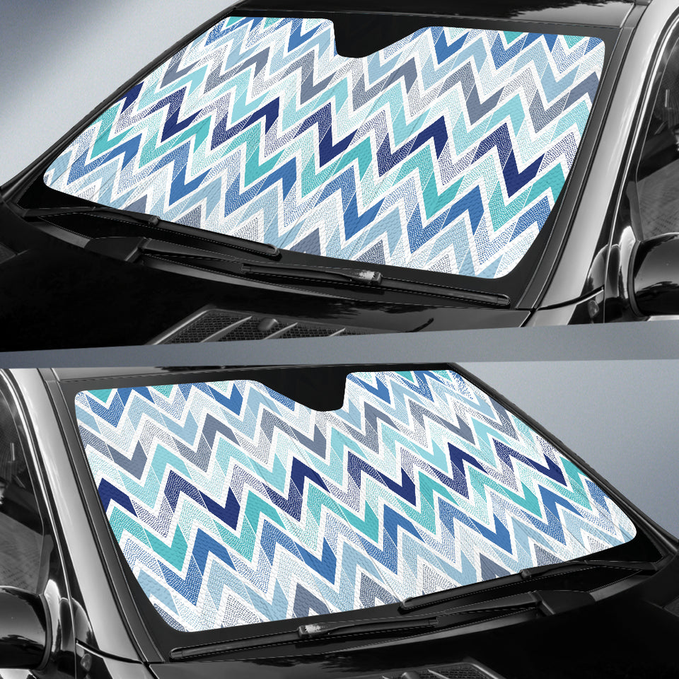 Zigzag  Chevron Blue Pattern Car Sun Shade