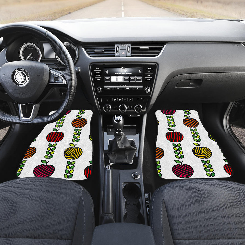 Colorful Apples Leave Zebra Stripe Front And Back Car Mats