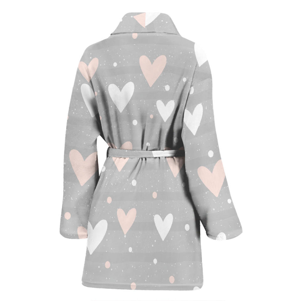 Heart Pattern Gray Background Women'S Bathrobe