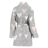 Heart Pattern Gray Background Women'S Bathrobe