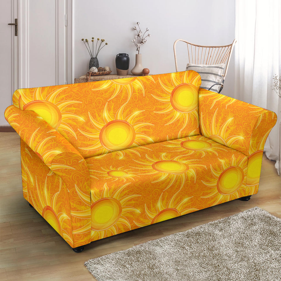 Sun Orange Background Loveseat Couch Slipcover