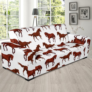 Horses Running Pattern Background Sofa Slipcover