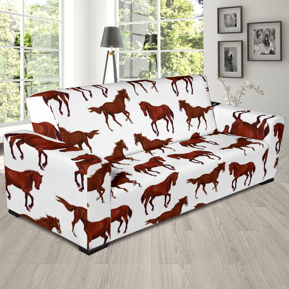Horses Running Pattern Background Sofa Slipcover