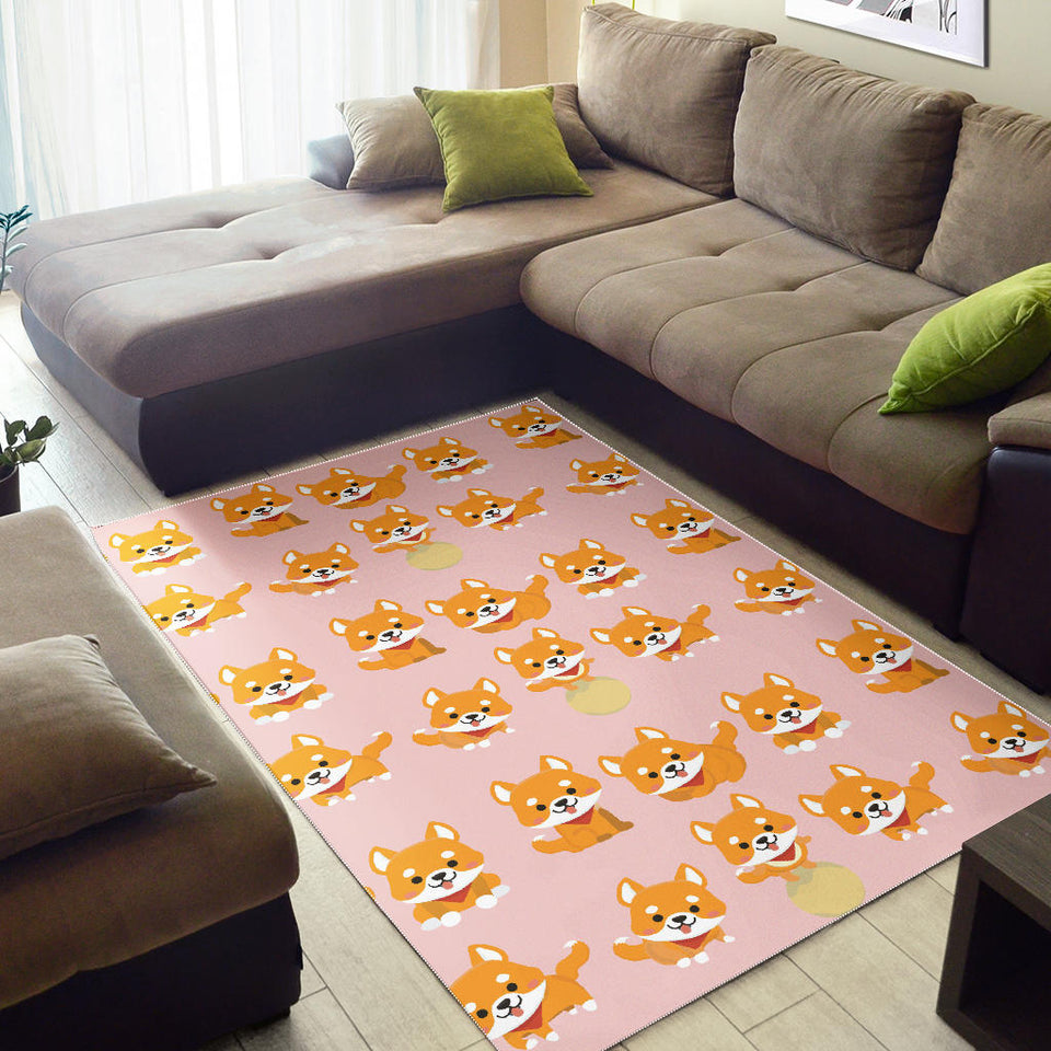 Cute Shiba Inu Dog Pattern  Area Rug