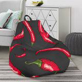 Chili Peppers Pattern Black Background Bean Bag Cover