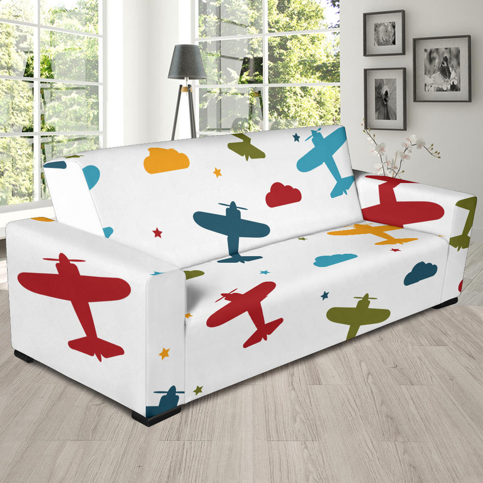 Airplane Star Cloud Colorful Sofa Slipcover