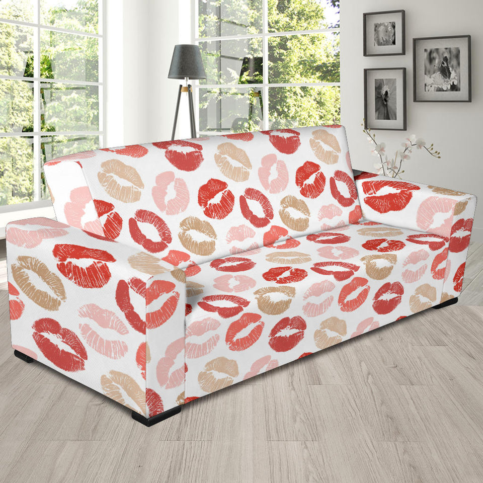 Lips Pattern Print Design 04 Sofa Slipcover