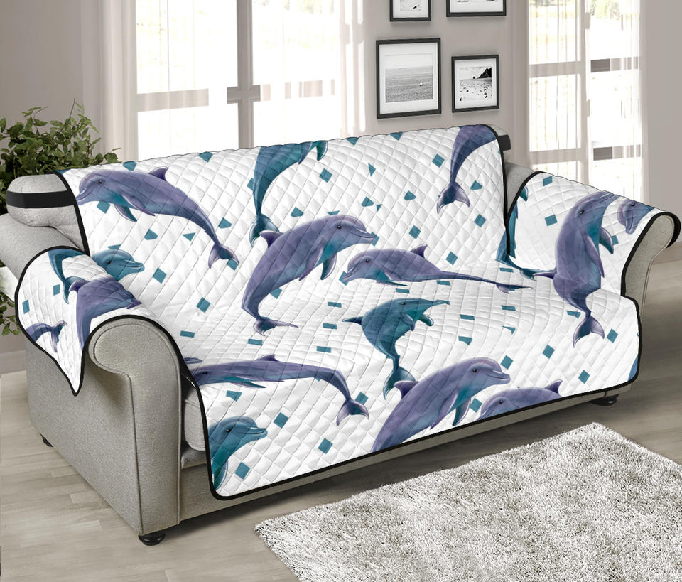 Dolphins pattern dotted background Sofa Cover Protector