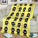 Cute Ninja Yellow Background Premium Blanket