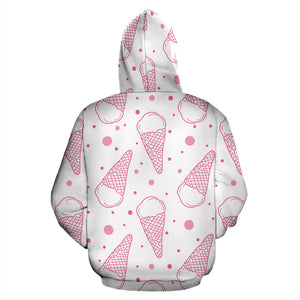 Hand Drawn Ice Cream Pattern Zip Up Hoodie