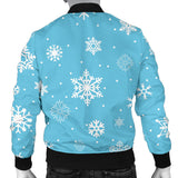 Snowflake Pattern Blue Background Men'S Bomber Jacket