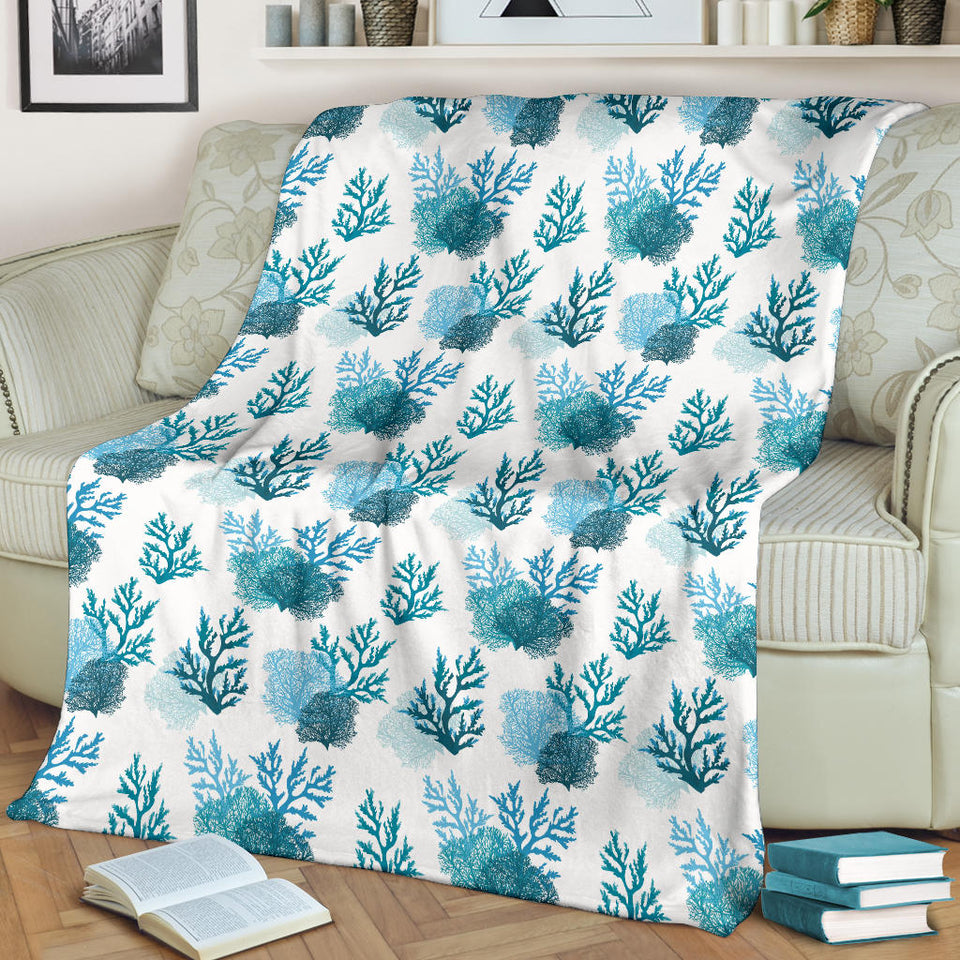 Coral Reef Pattern Print Design 04 Premium Blanket