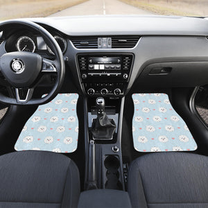 White Cute Pomeranian Pattern Front Car Mats