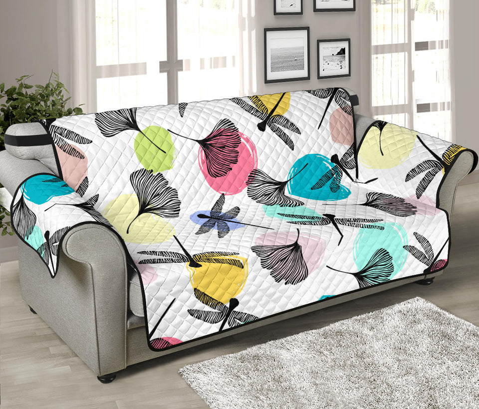 Dragonflies ginkgo leaves pattern Sofa Cover Protector