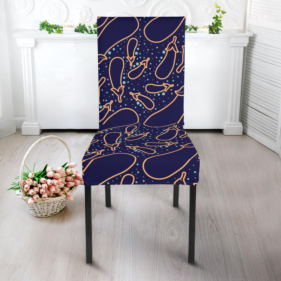 Eggplant Pattern Print Design 04 Dining Chair Slipcover