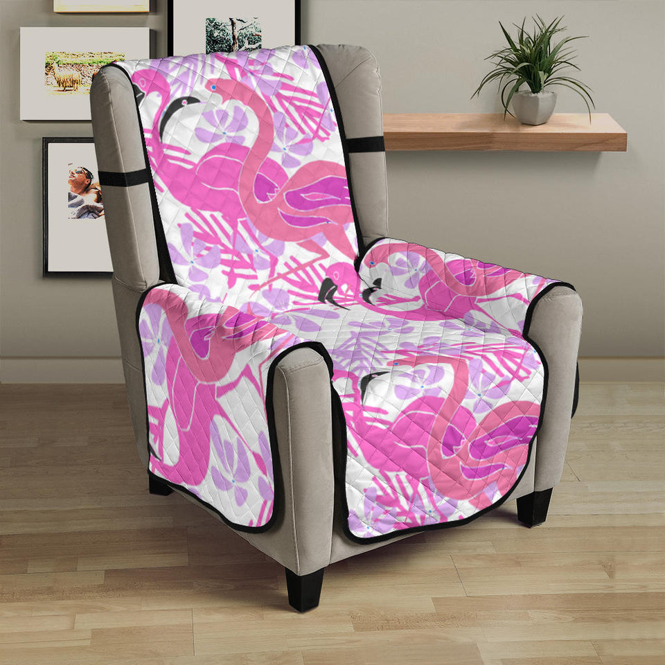 Pink flamingo flower pattern Chair Cover Protector