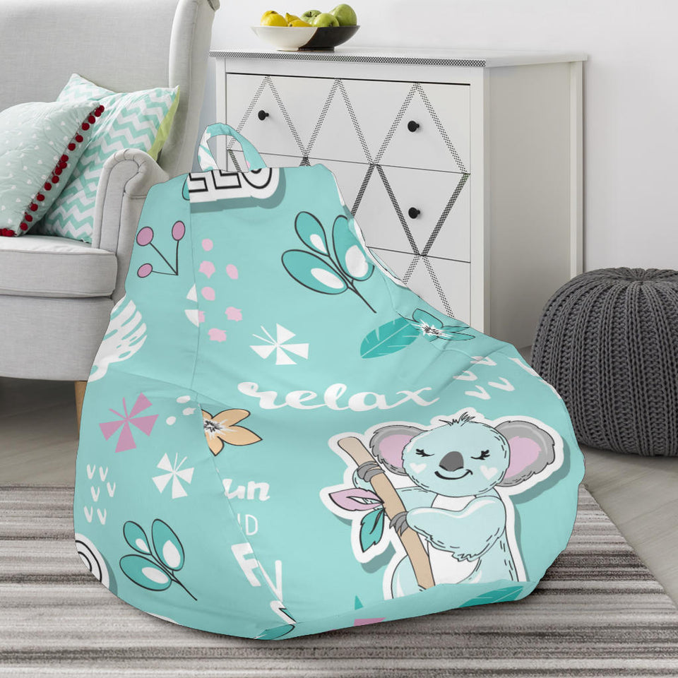 Cute Koalas Blue Background Pattern Bean Bag Cover