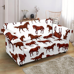 Horses Running Pattern Background Loveseat Couch Slipcover