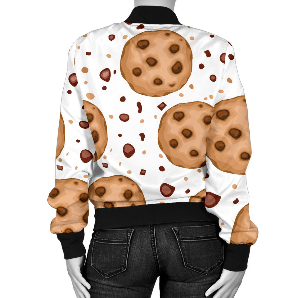 Chocolate Chip Cookie Pattern Women'S Bomber Jacket