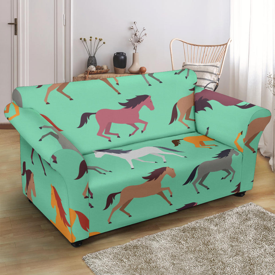 Colorful Horses Pattern Loveseat Couch Slipcover