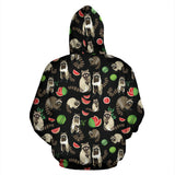 Raccoon Watermelon Pattern Zip Up Hoodie