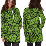 Green Hop Pattern Women'S Hoodie Dress