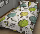 Hot Air Balloon Bird Cloud Pattern Quilt Bed Set