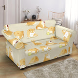 Cute Fat Shiba Inu Dog Pattern Loveseat Couch Slipcover