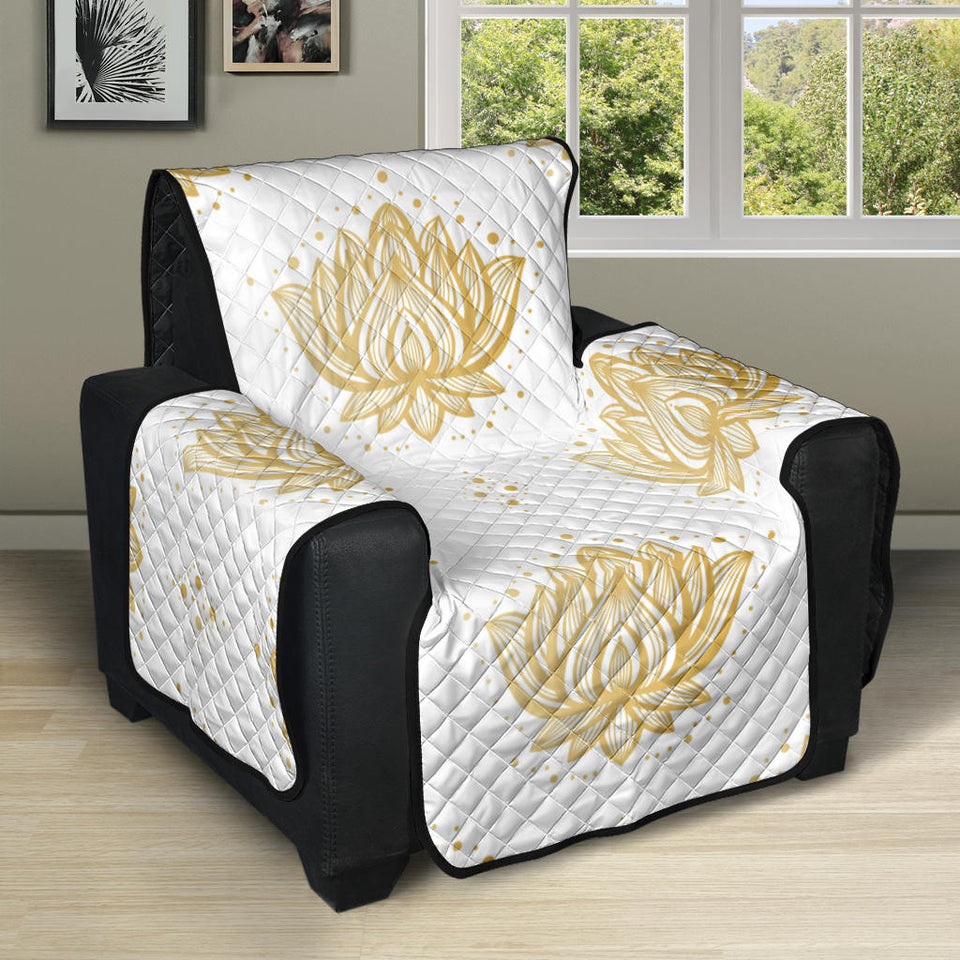 Gold Ornamental lotue waterlily symbol pattern Recliner Cover Protector