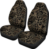 Luxurious Gold Lotus Waterlily Black Background Universal Fit Car Seat Covers