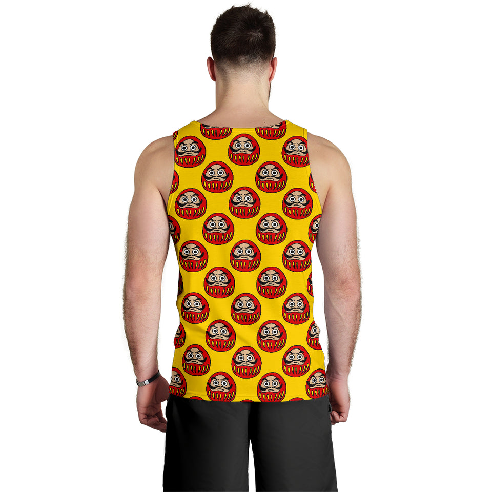 Daruma japanese wooden doll yellow background Men Tank Top