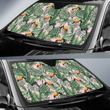 Toucan Tropical Green Jungle Palm Pattern Car Sun Shade