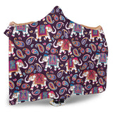 Elephant Indian Style Ornament Pattern Hooded Blanket
