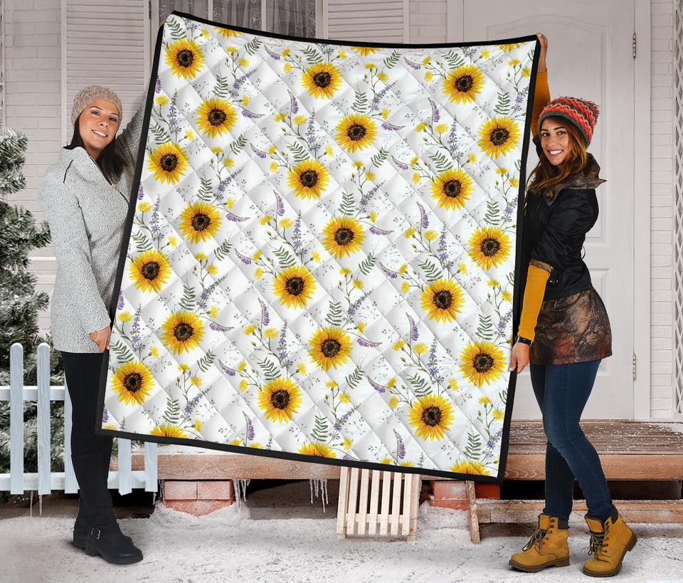 Beautiful Sunflowers Pattern Premium Quilt