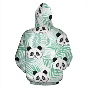 Panda Pattern Tropical Leaves Background Men Women Pullover Hoodie