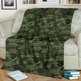 Digital Green Camo Camouflage Pattern Premium Blanket