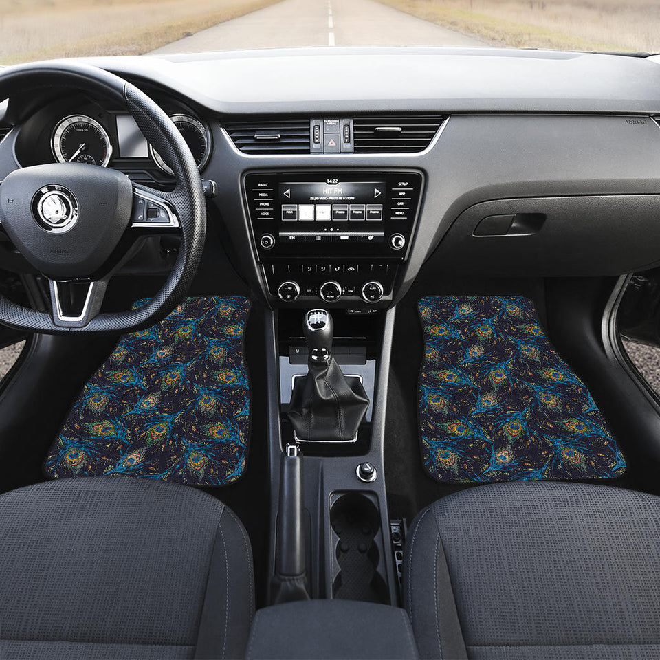 Beautiful Peacock Feather Pattern Front Car Mats