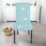 Snowflake Pattern Blue Stripe Background Dining Chair Slipcover
