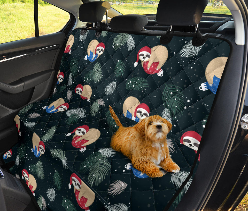 Cute Sloths Sleeping Christmas Ball Santa Hat Pattern Dog Car Seat Covers
