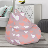 Coral White Heart Pattern Bean Bag Cover